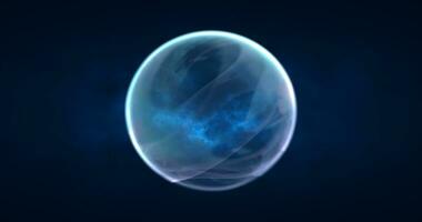 Abstract blue energy sphere round glowing magical digital futuristic space background photo