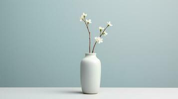 a white vase with a single flower in it AI Generative photo