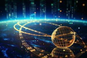 the earth globe with binary code and digital lines AI Generative photo