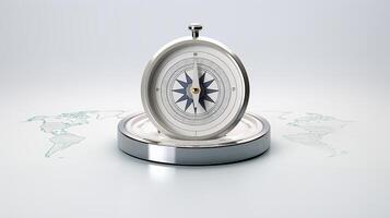 a compass is on top of a globe photo