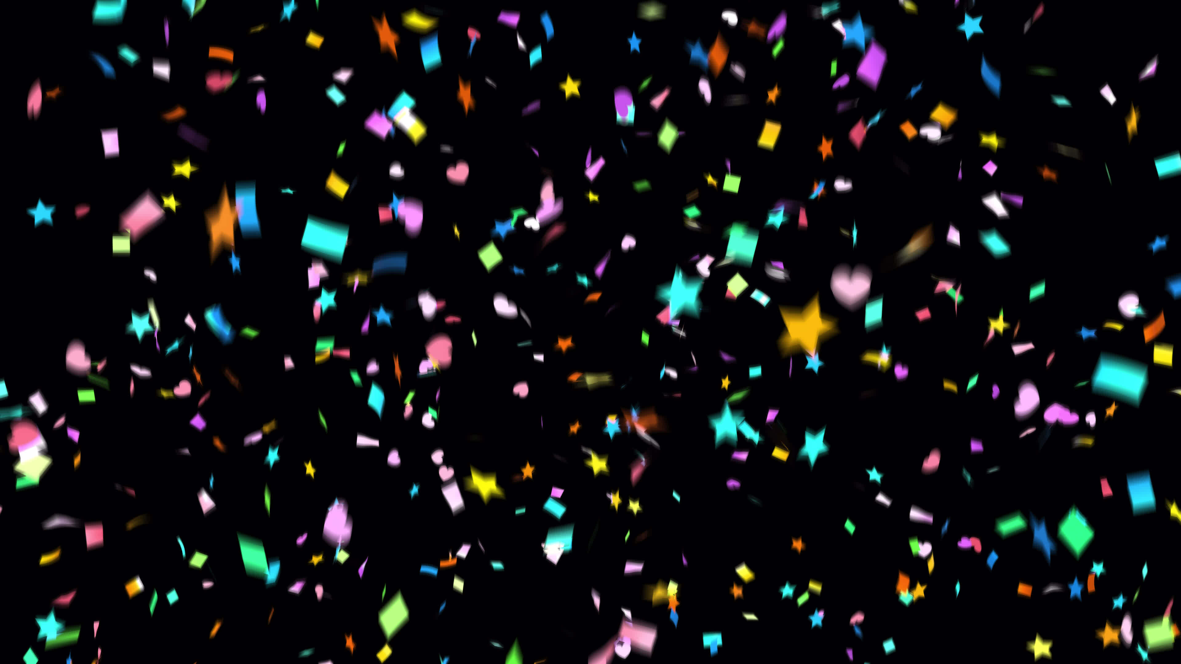 Colorful Scattered Confetti Animation. Highres UHD 4K quality in MOV