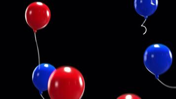 vliegend rood en blauw helium ballonnen. hoge resolutie uhd 4k kwaliteit in mov formaat, compleet met prores 4444 codec voor alpha kanaal steun. ideaal voor vfx, compositing en keying projecten video