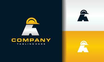 initial letter A helmet construction logo vector