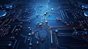 a close up of a circuit board with many electronic components photo