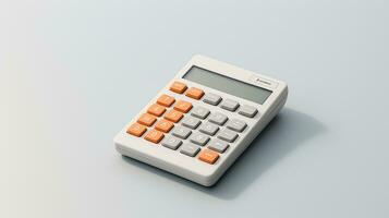 un blanco y naranja calculadora en un gris antecedentes ai generativo foto