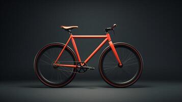 un bicicleta es mostrado en un naranja color ai generativo foto