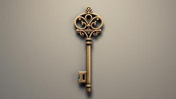 an old key with a gold design on it AI Generative photo