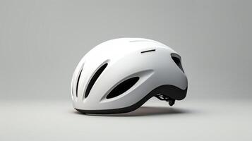 a white bicycle helmet on a gray background AI Generative photo