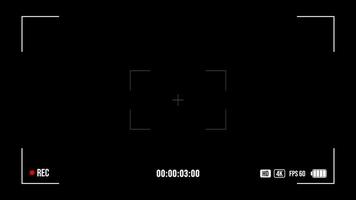 Camera recording screen overlay. Camera recording overlay on black background. Recording frame, screen Recording, Recording effect and live Recording. Full HD video