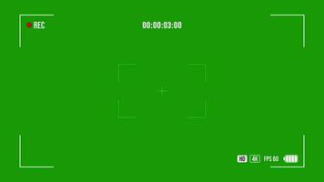 Camera recording screen overlay. Camera recording overlay on green background. Recording frame, screen Recording, Recording effect and live Recording. Full HD video