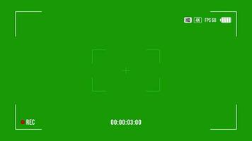 Camera recording screen overlay. Camera recording overlay on green background. Recording frame, screen Recording, Recording effect and live Recording. Full HD video