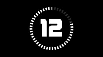 15 seconden countdown tijdopnemer, countdown timer 15 seconde, 15 tweede animatie van 15 naar 0 seconden. modern vlak ontwerp met animatie Aan zwart achtergrond. vol hd video