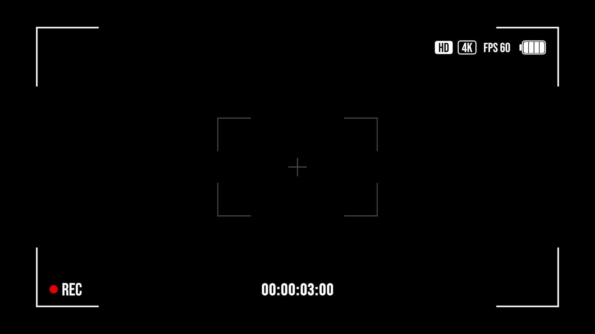 Camera recording screen overlay. Camera recording overlay on black