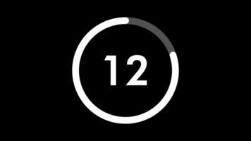 15 Sekunden Countdown Timer, Countdown Timer 15 zweite, 15 zweite Animation von 15 zu 0 Sekunden. modern eben Design mit Animation auf schwarz Hintergrund. voll hd video