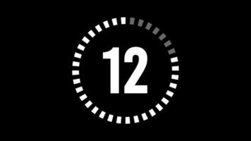 15 Sekunden Countdown Timer, Countdown Timer 15 zweite, 15 zweite Animation von 15 zu 0 Sekunden. modern eben Design mit Animation auf schwarz Hintergrund. voll hd video