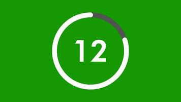 15 seconds countdown timer, countdown timer 15 second, 15 second animation from 15 to 0 seconds. Modern flat design with animation on green background. Full HD video