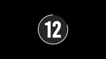 15 segundos contagem regressiva cronômetro, contagem regressiva cronômetro 15 segundo, 15 segundo animação a partir de 15 para 0 0 segundos. moderno plano Projeto com animação em Preto fundo. cheio hd video