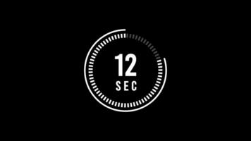 15 Sekunden Countdown Timer, Countdown Timer 15 zweite, 15 zweite Animation von 15 zu 0 Sekunden. modern eben Design mit Animation auf schwarz Hintergrund. voll hd video