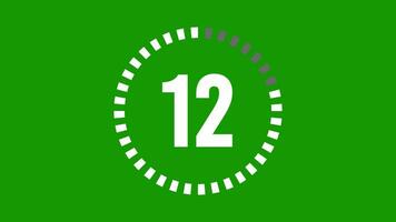 15 seconden countdown tijdopnemer, countdown timer 15 seconde, 15 tweede animatie van 15 naar 0 seconden. modern vlak ontwerp met animatie Aan groen achtergrond. vol hd video