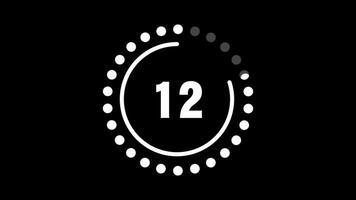 15 seconden countdown tijdopnemer, countdown timer 15 seconde, 15 tweede animatie van 15 naar 0 seconden. modern vlak ontwerp met animatie Aan zwart achtergrond. vol hd video