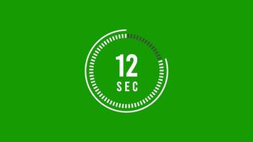 15 seconden countdown tijdopnemer, countdown timer 15 seconde, 15 tweede animatie van 15 naar 0 seconden. modern vlak ontwerp met animatie Aan groen achtergrond. vol hd video