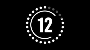 15 seconds countdown timer, countdown timer 15 second, 15 second animation from 15 to 0 seconds. Modern flat design with animation on black background. Full HD video