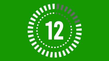 15 Sekunden Countdown Timer, Countdown Timer 15 zweite, 15 zweite Animation von 15 zu 0 Sekunden. modern eben Design mit Animation auf Grün Hintergrund. voll hd video
