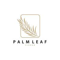 Palm Leaf Logo Design Vector Simple Minimalist Symbol Illustration Template