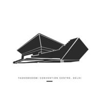 yashobhoomi convención centrar edificio en Delhi vector icono.