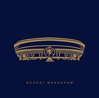 Bharat Mandapam with Nataraj Shiva statue vector icon. Pillared hall for public rituals in Indian architecture.