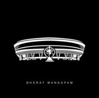 Bharat Mandapam with Nataraj Shiva statue vector icon. Pillared hall for public rituals in Indian architecture.