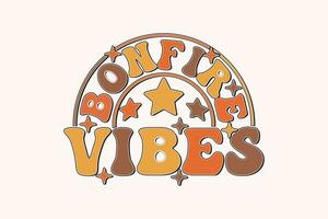 Bonfire Vibes EPS, Camping Varsity EPS t-shirt Design vector