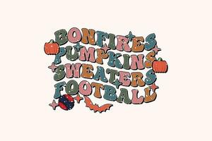 Bonfires Pumpkins Sweaters Football EPS T-shirt Design vector