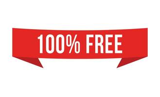 100 percentage free banner design. 100 percentage free icon. Flat style vector illustration.