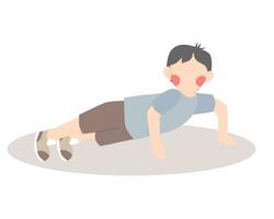 Little Boy Doing Push Up Illustration vector