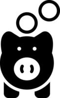 sólido icono para cerdito banco vector