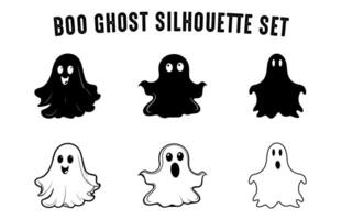 Set of Halloween Ghost Silhouettes, Ghost Collection on White Background vector