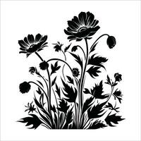 Floral Flower Vector Line art Illustration, Floral Flower vector Silhouette, Flower vector. Floral Pattern Free Vector