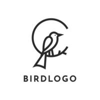 pájaro lineal logo diseño creativo idea vector