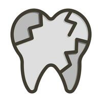 Broken Tooth Vector Thick Line Filled Colors Icon For Personal And Commercial Use.