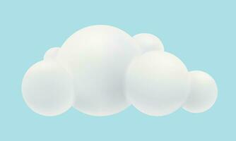Vector illustration of white cloud in 3D style. Vector weather icon with cloud in realistic style.