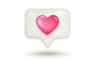 Vector social media heart icon. Vector like icon in 3d style with heart. Realistic heart for social media and notification.