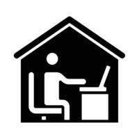 Working At Home Vector Glyph Icon For Personal And Commercial Use.