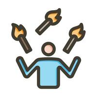 Juggling Fire Vector Thick Line Filled Colors Icon For Personal And Commercial Use.