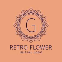 letter G retro flower initial vector logo design