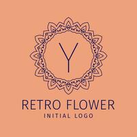 letter Y retro flower initial vector logo design