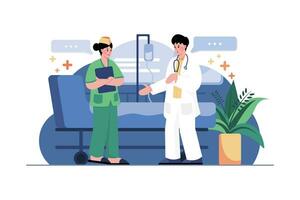 Nurses Discuss With A Doctor Illustration Concept vector