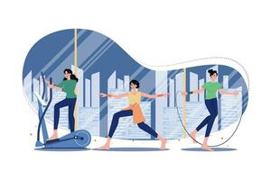 Ladies Doing Exercise And Gym Activity vector