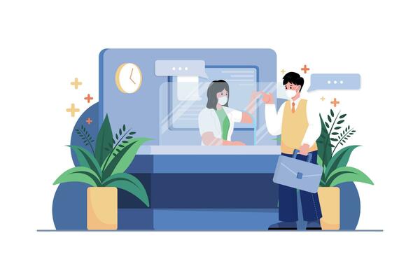 Hospital Receptionist Consulting With A Patient