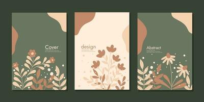 Cover page notebook collection. Templates with  hand drawn floral decorations. Vector layouts for diary, books, catalogs, magazines, journals, planners and flyers.